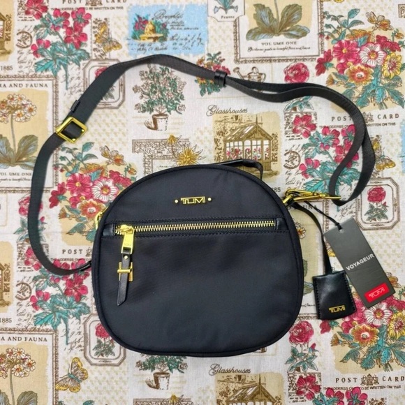Tumi Handbags - 🖤 TUMI Black Nylon Crossbody Purse Gold Tone Hardware Pristine